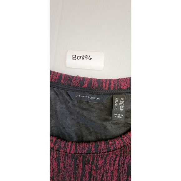 H by Halston Women's Burgundy Black Textured Short Sleeve‎ A-Line Dress Size S - Picture 3 of 5